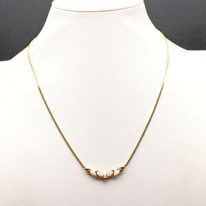 Ronte Gold-Plated Necklace w/ Opal & Ruby Accent Vintage V Chain